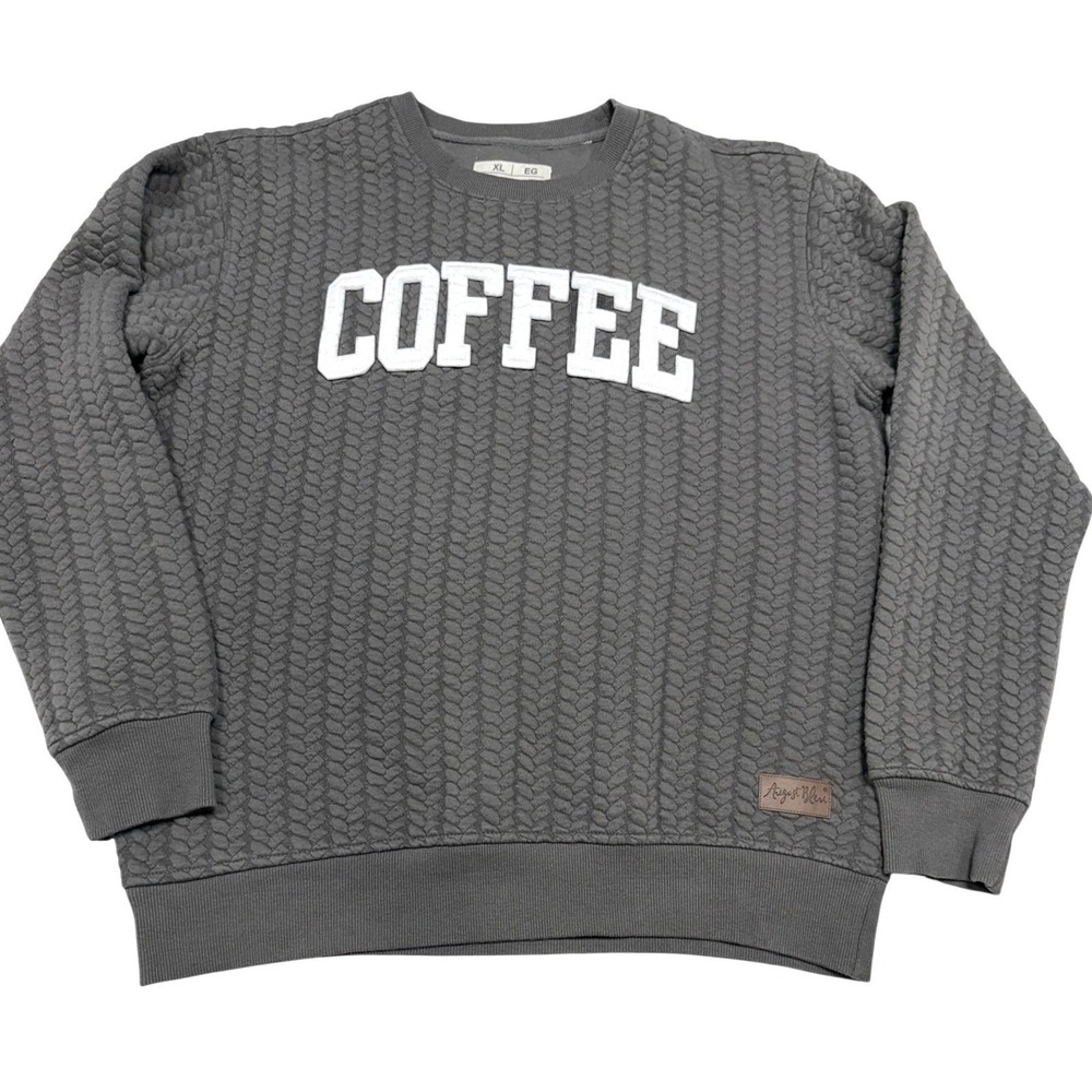 August Bleu Enbroidered Coffee Sweatshirt Size XL